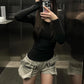 Hip-Hop Style Zipper Pocket Shorts Women Belt Buckle Decoration Elastic Waist Folds Leisure Hottie Fashion Streetwear