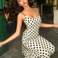 Retro Polka Dot Print Sleeveless Backless Maxi Dress Elegant Sexy Holiday Dresses Woman