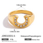 18K Gold Plated Stainless Steel Geometric Fashion Ring Waterproof Anti Allergic colorfast Fashion Jewelry Unisex 2024