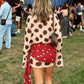 Music Festival Silk Scarf Strap Patchwork Dress Women Sexy Single-Breasted Full Sleeve Polka Dot Print Hottie Bodycon