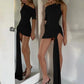 Oblique Shoulder Backless Irregular Sexy Mini Dress For Women Fashion Sleeveless Draped Ruched Club Dress Elegant