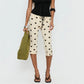 Women Y2K Polka Dot Print High Waist Cropped Pants Slim Fit Bodycon Capri Trousers Retro Streetwear Casual Daily Outfit