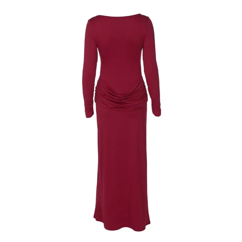 Mesh Splicing Long Sleeve Dresses for Woman Clothing Fall 2025 Sexy Party Maxi Dress Wedding Guest