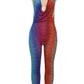 Y2K Colorful Stripe Jumpsuit Women Sexy Thin Summer Halter Sleeveless Backless Tight Stretch Skinny Activity Overalls