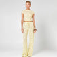 Two Piece Set Yellow Sheer Lace Co-Ord Cropped Top and Wide Leg Pants Summer Vacation Outfits Women 2026