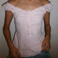 Women Fairy Grunge Crop Top Vintage Lace Short Sleeve Shirt Aesthetic Patchwork Square Neck T-Shirt 90s Harajuku Shirt