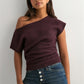 Off Shoulder Short Sleeve Knit T-Shirt Women Casual Loose Elegant Female Solid Sexy Knit Pullover Top Tees Outerwear
