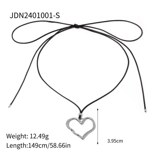 Trendy Stainless Steel Waterproof Irregular Geometric Metal Wax Rope Necklace Gold Silver For Women Jewelry Gift