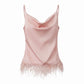 Women Feather Tank Top Summer High Street Sleeveless Fluffy Fur Cami Tops Flowy Fringe Y2k Going Out Crop Tops