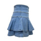 Sexy Denim Tierred Skirt Women Summer Casual High Waist A-line Buttons Beach Holiday Street Wash Blue Jeans Bottom