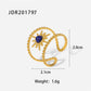 New Design Natural Stone Stainless Steel Ring Women Waterproof Stylish Golden Jewelry 2022 NEW Set