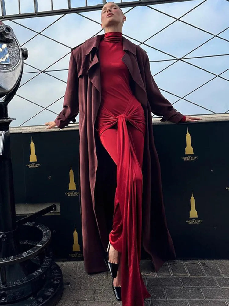 Turtleneck Long Sleeve Maxi Dress For Women Fashion Irregular Bodycon Long Dress Femme Temperament Evening Dress