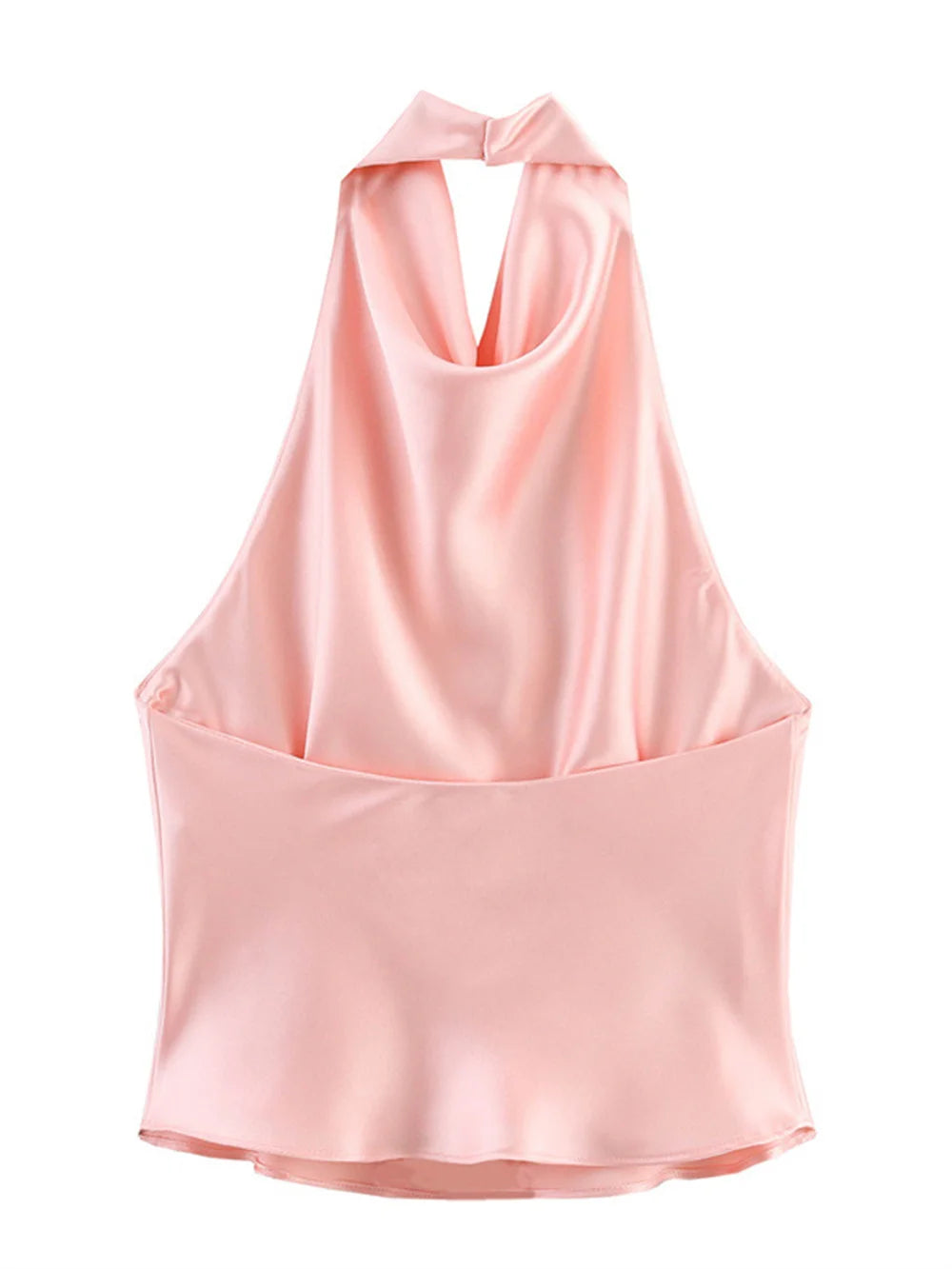Elegant Silk Satin Tank Top Women Summer Elegant Simple Halter Backless Vacation Party Club Basic Wild Skinny Vest
