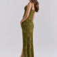 Floral Mesh Maxi Dress Women Sweetheart Wide Strap Ruched High Slit Bodycon Formal Evening Wedding Guest Long Dress