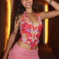 Women's Y2K Floral Sheer Halter Top Sleeveless Tie Backless Camisole Sexy See Through Flower Embroidered Tank Tops