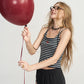 Women's Striped Spaghetti Strap Cami with Red Graphic, Sleeveless Square Neck Crop Top for Everyday Casual