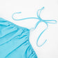 See Through Mesh 2 Piece Set Ruffled Halter Top and Shorts Sexy White Summer Vacation Beach Outfits Women