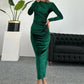 Elegant Velvet Long Sleeve Sexy Maxi Dress For Women Autumn Winter New Fashion O Neck Bodycon Club Party Long Dress