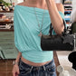 Loose t-Shirt Women Off-Shoulder Batwing Sleeve Folds Leisure Comfortable Summer Fashion Daily Commute Streetwear