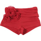 3D Rose Applique 2 Piece Set Women Sexy Simple Tank Top+Ruched Bike Short Trend Hottie Music Festival Party Suits
