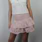 Women Y2K Ruffle Layered Mini Skirts Smocked A Line Pleated Short Skirt Boho Beach Mini Skirt Cute Skirts for Teen Girls