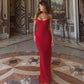 Sexy Two Piece Set Mesh Corset Top and Maxi Skirt Red Valentines Outfit Women Evening Party Dress Suits