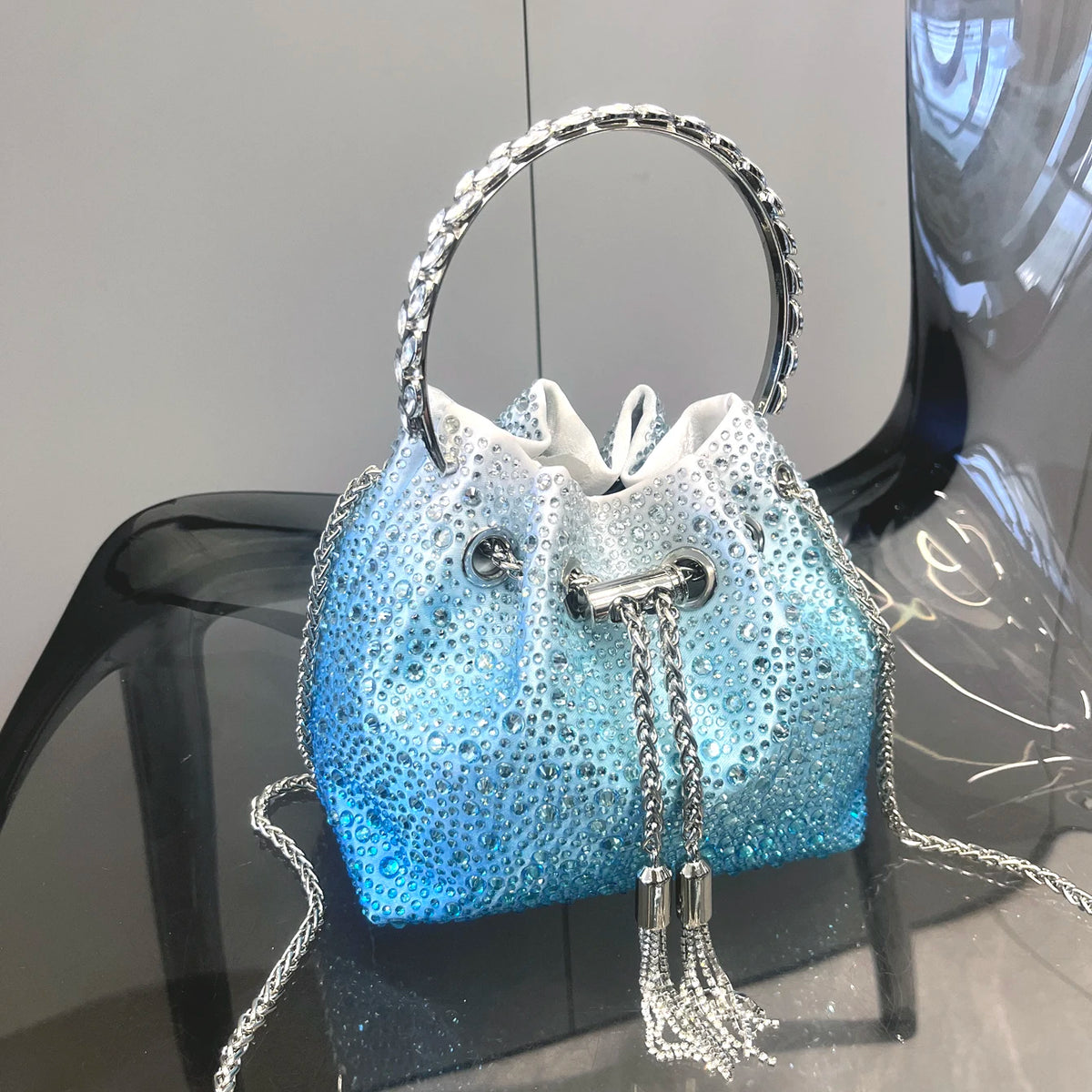 Rhinestones Evening clutch Bag Purses and handbag luxury Designer shoulder bag Shiny Crystal Clutch purse bucket bag
