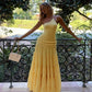 One Shoulder Backless Frilly Long Dresses Yellow Elegant Dresses for Woman Summer Vacation Outfits