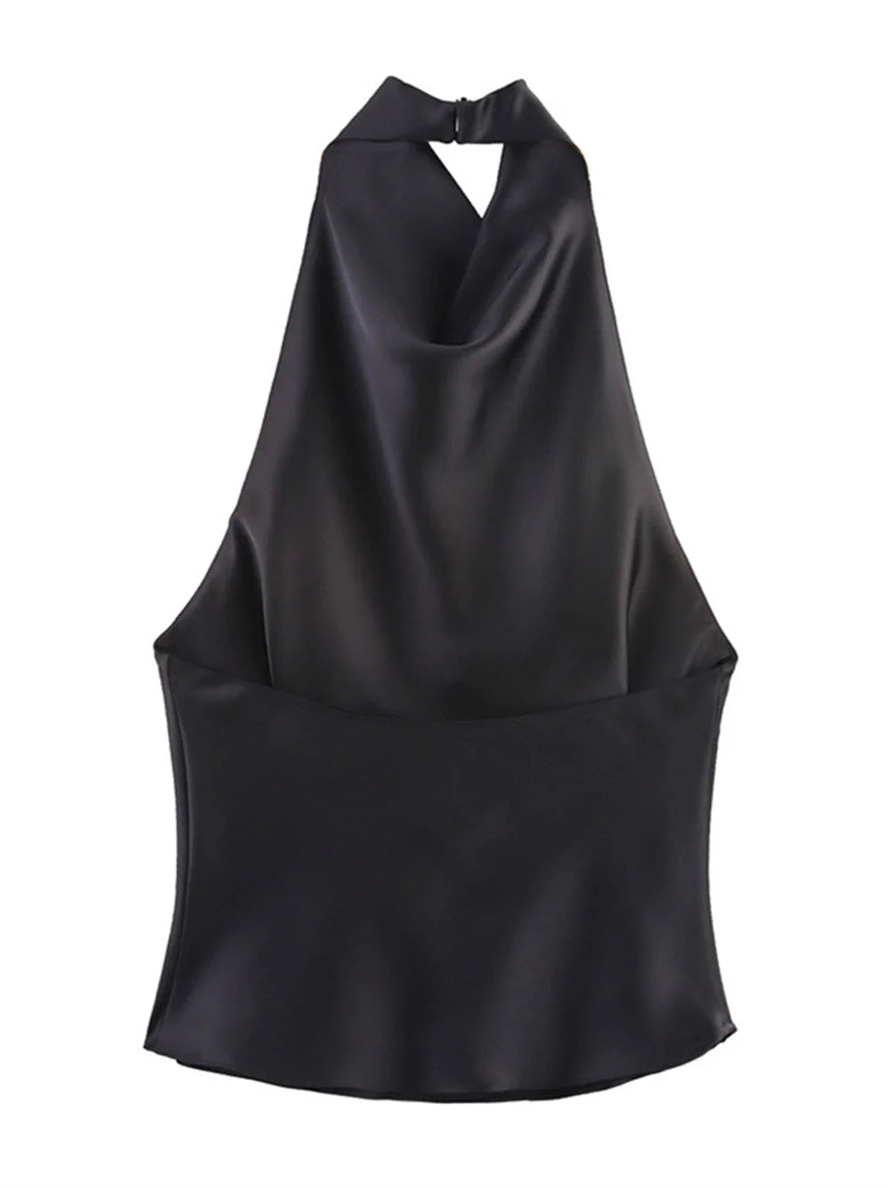 Elegant Silk Satin Tank Top Women Summer Elegant Simple Halter Backless Vacation Party Club Basic Wild Skinny Vest