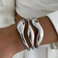 2 Styles Trendy Simple Chunky Thick Bangles for Women Vintage Smooth Curved Alloy Bracelet Summer Charm Jewelry Gift