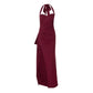 Sexy Halter Backless High Split Maxi Dress Black Burgundy Elegant Party Dresses Woman 2025 Luxury