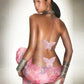 Butterfly Backless Deep V Long Dresses Y2k Fairy Pink Print Party Dress for Women 2023 Sexy Club Outfits