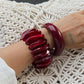 2 Styles Vintage Red Thick Resin Acrylic Bangles for Women on Hand 2025 New Fashion Irregular Arm Bracelet Boho Jewelry