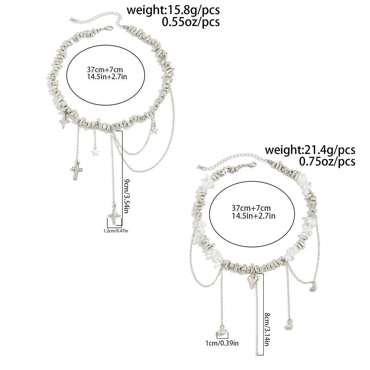 Beaded Choker Necklace for Women, Temperament, Love, Heart, Star, Cross, Pendant, Lady Charm Jewelry, Exquisite, Trend