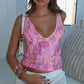 Girls Deep V Neck Slim Sequins Overlay Crop Top Glitter Backless Sequins Cami Top Club Vest Festival Outfits Clubwear