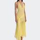 Halter V Neck Sexy Maxi Dress Women Gown Fashion Off-shoulder Sleeveless Backless Draped Ruched Club Long Dress Elegant