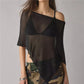 Women's Mesh Top Short Sleeve See Through Shirt Asymmetrical Hem Blouse Fashion Crew Neck Sheer Tops Summer Streetwear