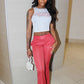 Casual Women Tracksuit 2 Piece Set Monogram Print Diamond Appliques Tank Tops+Pants Matching Sporty Tight Outfits