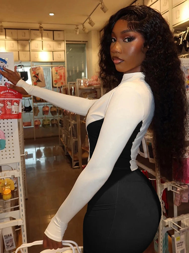 Casual 2piece Set Women Tracksuit Zip Contrast Patchwork Full Sleeve Jacket+Shorts Daily Simple Sporty Street Outfits