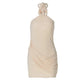 Ruched Mesh Backless Halter Mini Dress Sexy Mini Birthday Dresses for Elegant Woman Party Outfits