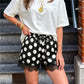 Women Satin Polka Dot Print Shorts Elastic Drawstring Waist Lace Trim Hem Loose Summer Casual Lounge Sleepwear Shorts