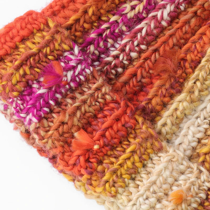 Dopamine Colorful Vertical Striped Rolled Edge Beanie For Women