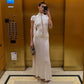Button Hollow Short Sleeve Maxi Dress White Black Vintage Elegant Dresses for Women Clothes 2026