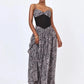 Women Zebra Print Spaghetti Strap Sexy Maxi Dress Mesh Patchwork Sweetheart Neck Sleeveless High Waist Long Party Dress
