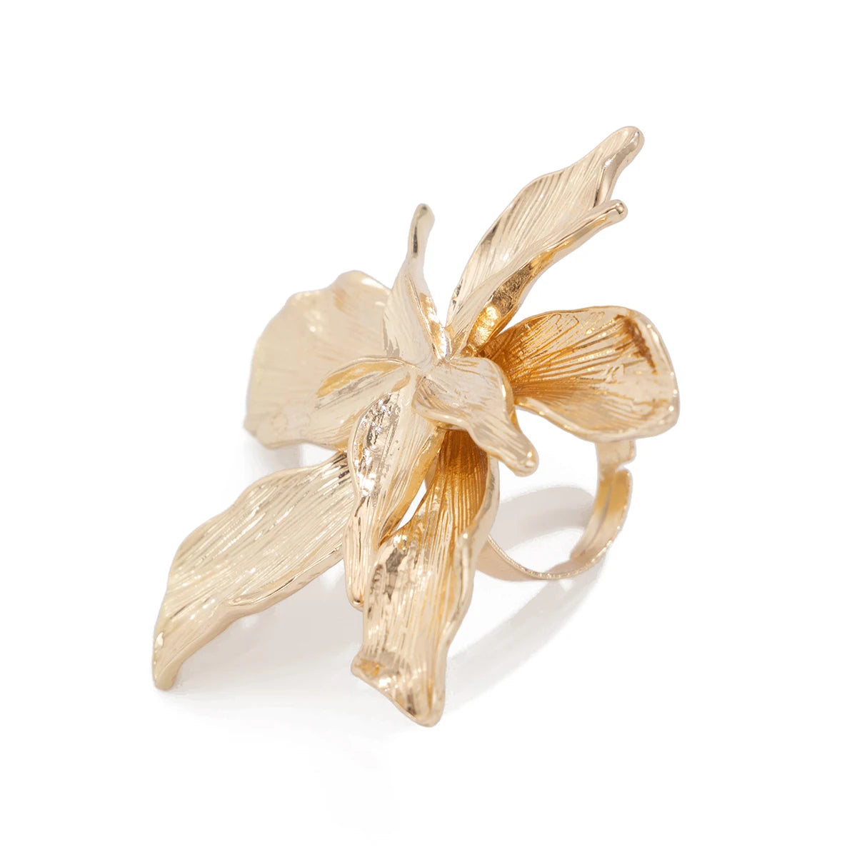 Unique Exaggerated Large Petal Flower Rings for Women Vintage Geometric Adjustable Finger Ring Grunge Jewelry Steampunk