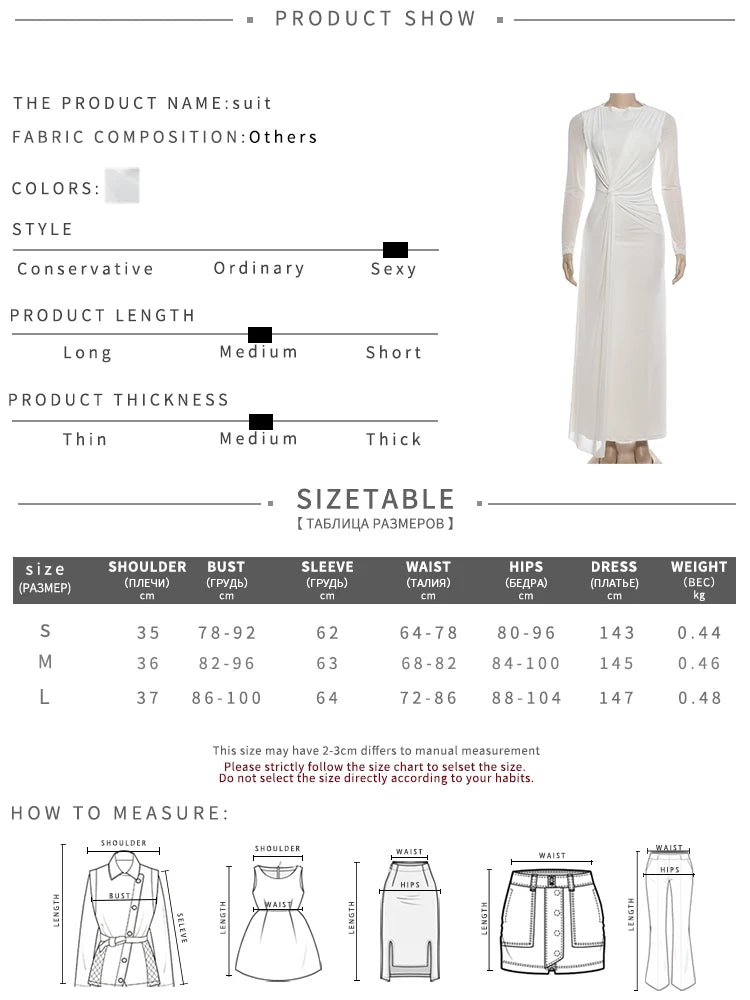 Ruched Elegant Long Dress Woman Autumn Trend o-Neck Mesh Patchwork Full Sleeve Ribbon Decoration Party Gown Vestidos