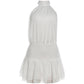 Women Elegant Mini Dress Summer Trend Lace-Up Halter Turtleneck Backless Tierred Design Birthday Party Style Bodycon