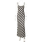 Women Black White Stripe Sexy Maxi Dress Spaghetti Strap Backless Bodycon Long Dress Elegant Evening Party Dresses