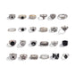 24Pcs/Set Creative Skull Head Poker Bat Rings for Men 2025 Trend Goth Geometric Ancient Silver Color Rings Male Jewelry