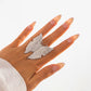 27 Styles Unique Exaggerated Big Flower Starfish Moon Rings Women Punk Geometric Adjustable Finger Ring Grunge Jewelry